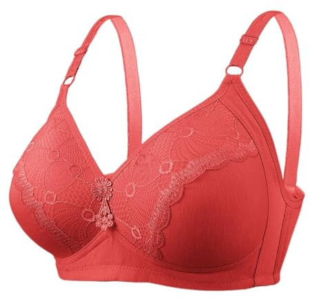 Generico Cerotto Seno Adesivo Top con Reggiseno Incorporato Reggiseno Sexy da Donna di Grandi Dimensioni, Seno Grande, Senza Anello in Acciaio, Sottile e Coppe Adesive Seno Reggiseno per (Red, 48.00)