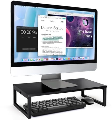 ARCOBIS 20 Zoll Monitorerhöhung, Holz & Metall Computer Monitorständer Erhöhung für Schreibtisch, Schwarz