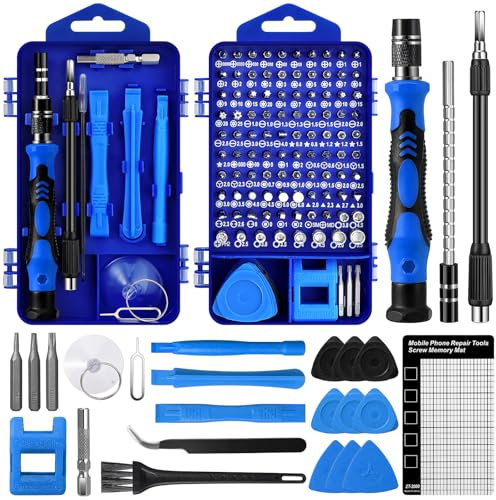 Zeawavsl Feinmechaniker Schraubendreher Werkzeug Set, 122 in 1 Mit kleiner Bürste, Handy Reparatur Werkzeug Set für Smartphones, IPhones, Tablets, Laptops, Kameras, Brillen (Blue)