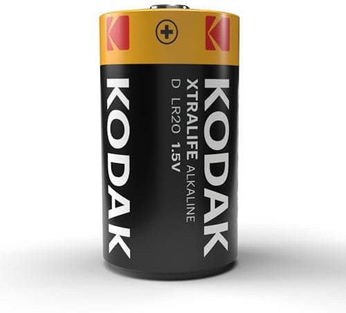 Kodak Xtralife D Cell Batteries 8-Pack, 1.5V D Size Alkaline Battery (LR20) for Torches, Toys, Flashlights and Electronic High-Drain Devices, 10-Year Shelf Life (8 Count)