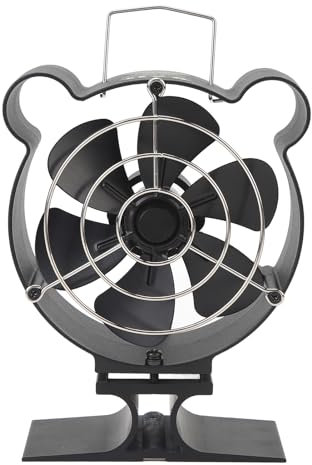 Lybunair Mini 6 Pale per Stufa a Legna Ventilatore per Camino Alimentato a Calore con Copertura Protettiva per Camino con Bruciatore a Pellet di Legno