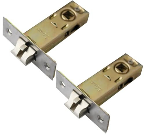 TOP-VIGOR 2Pcs 50mm Tubular Mortice Latch, Forked Tongue Lock with Door Stopper, Mute Door Latch Sprung for Internal Doors, Lever Door Handles