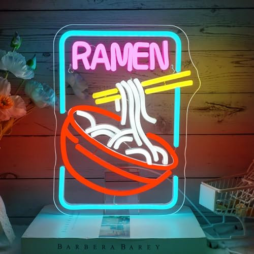NOXET Ramen Neon Schild Ramen-Nudeln Leuchtreklame bunte LED-Leuchtreklame, Ramen-Leuchtreklame, japanisches Essen, Leuchtreklame für Restaurant, Küche, Ramen-Shop
