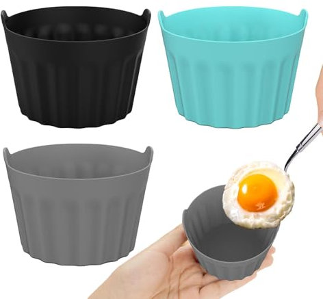 Air Fryer Egg Moulds, 3 Ramekins For Air Fryer, Egg Poacher For Air Fryer, Silicone Air Fryer Egg Poacher, Non-Stick Egg Tray Reusable Ramekins For Air Fryer, Silicone Egg Poacher Cups Air Fryer