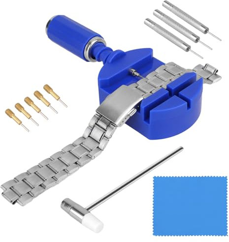 Uhrenarmband Reparatur Werkzeug Set, 11 Stück Anpassen Uhrenarmband Werkzeug, Entferner für Uhrenarmband-Verbindungsstifte Uhren Reparatur Set mit Uhrenregulatoren, Uhrenstifte, Hämmer, Federstege