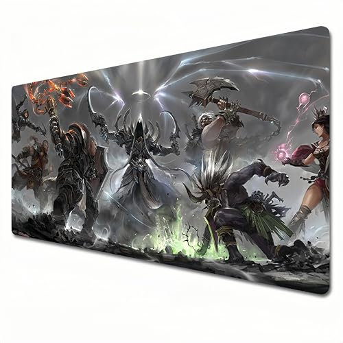LKVJBGHB Diablo Mauspad, XXL, grau, großes Gaming-Mauspad, 900 x 400 cm, genähter Rand, geeignet für Büro, Zuhause.