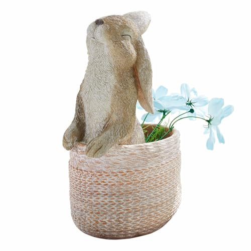 Loberon Merisette Cache-Pot - Modèle ludique en Forme de Lapin - Peintes à la Main, Gris