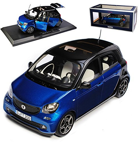 Smart ForFour 4 Türer W453 Blau mit Schwarz Ab 2014 1/18 Norev Modell Auto