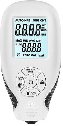 Lackdickenmessgerät, Beschichtung Dicke Gauge Auto Lack Film Tester LCD Display Manuelle Farbe Dicke Gauge for Autos Mess Werkzeuge 0-2000um Für Fertigung, Werkstätten, Lackierereien(White)