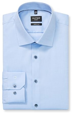 OLYMP Herren Oberhemd Langarm No. Six,Faux Uni,375 No 6 six - super Slim (H16),21 New York Kent-2,bleu 11,42