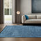 SIMPEX Chenille Teppich Baumwolle Blau 140x200 cm Boho-Stil, Vintage Kelim, Waschbar, Kurzflor, rutschfest & Weich, Einfarbig Meliert, Für Wohnzimmer, Schlafzimmer, Büro & Küche