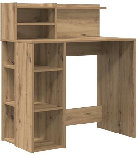 vidaXL Schreibtisch Mit Stauraum Artisan Eiche 90X48X101.5Cm Holzwerkstoff Modernes Design Kompakte Büromöbel Studien- Oder Arbeitsstation Eingebaute Regale Computer Arbeiten Schreiben