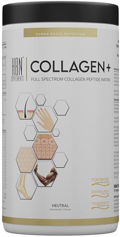 HBN Supplements - Collagen+ - Kollagenpeptide & Kollagenhydrolysat, 450g | Mit Fortibone®, Bodybalance® & Tendoforte® (15 Portionen (1er Pack), Geschmacksneutral)