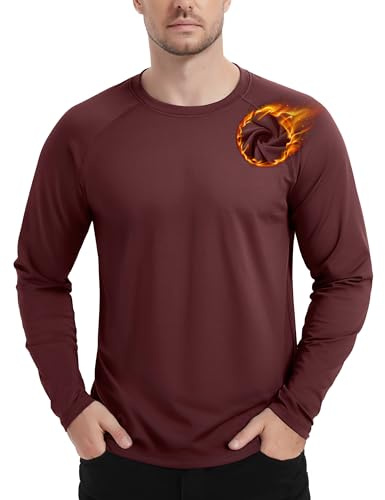 TACVASEN Thermounterwäsche Herren Innenfleece Sport Langarmshirt Atmungsaktiv Warm Skiunterwäsche Fleecepullover Stretch Funktionsshirt Winter Basic Thermoshirt