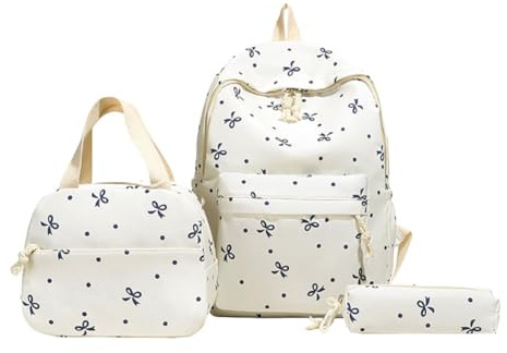 Kawaii Nylon Rucksack mit Schleifen-und Handtasche All-Match Schulrucksack for Schule, Alltag und Outdoor