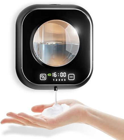 Seifenspender Automatisch Wandbefestigung, 320ML Elektrischer Seifenspender mit Sensor No Touch, 5 Stufen Wandmontage Schaumspender Flüssigseifenspender für Badezimmer und Küche, Ohne Bohren