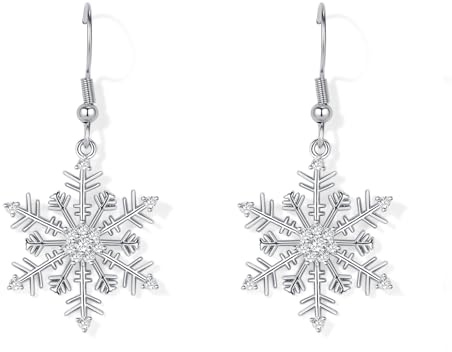 TIZU Damen Schneeflocken Ohrringe Snowflake Ohrringe Zirkonia Ohrhänger Weihnachts Schmuckgeschenke