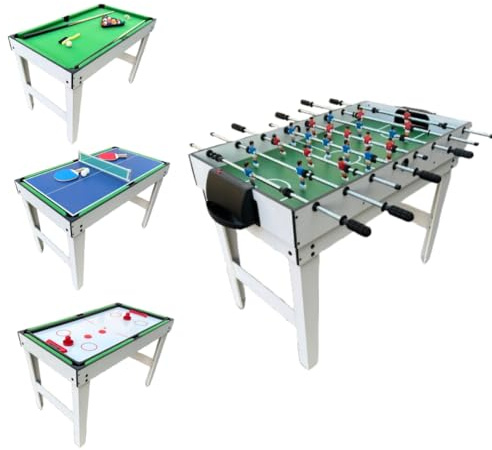 Tavolo da Gioco 4 in 1 - Biliardino, Air Hockey, Biliardo, Ping Pong - Calcio Balilla Multigioco per Bambini - Tavolo Multifunzione in MDF