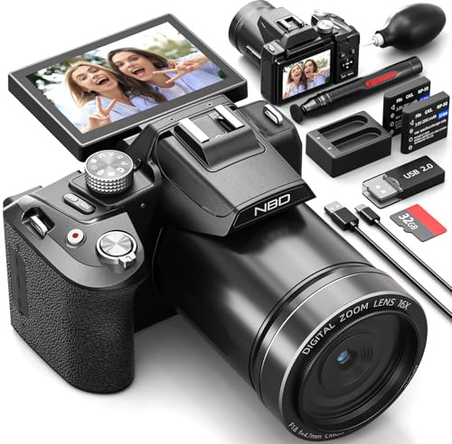 NBD Appareil Photo Numérique 8K 64MP, Autofocus, Zoom Numérique 16X, Noir