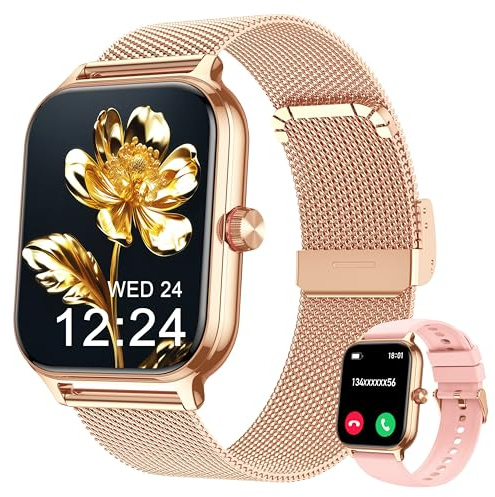 LODIMEKE Smartwatch Uomo Donna Chiamate Pressione Sanguigna Frequenza Cardiaca Sonno, 1.96'' AI Orologio 100+ modalità Sportive, IP67 Impermeabile Contapassi Sveglia Calcolatrice iOS Android