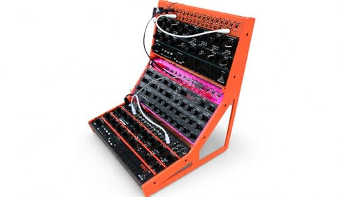 Analogue Console Eurorack Desktop Ständer für 3x Behringer Edge, Crave, Spice oder Grind - Synthesizer Halterung, 10°-45°-10° Winkel, NeonOrange