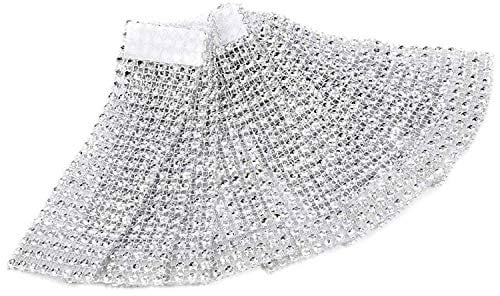 Serviettenring, Tischdeko, Band mit Strasssteinen, Klettverschluss, ideal für Weihnachten und Hochzeit, 100 Stück silber