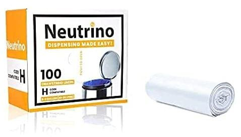 Neutrino Trash Bags (100 Count) 8-9 Gallon Liner - Heavy Duty Drawstring Plastic Garbage Bags - Compatible with Simple Human Code H Trash Cans