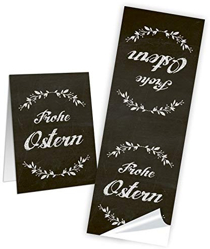 Logbuch-Verlag 10 schwarz-weiße Frohe Ostern Aufkleber zum Tüten zukleben Geschenke verzieren 5 x 14,8 cm Banderolen