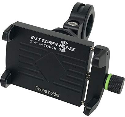INTERPHONE SMMOTOALU - Supporto Cellulare fino a 6.2 Universale per Moto in Alluminio per Manubrio Tubolare fino a da 12 a 32mm - Rotazione a 360