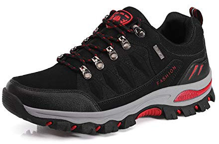 WOWEI Scarpe da Escursionismo Arrampicata Sportive All'aperto Traspiranti Trekking Sneakers da Donna Uomo,8019 Nero Rosa Rossa,37 EU