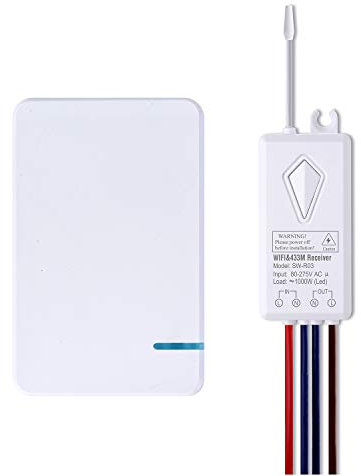 Nineleaf Smart Light Switch WiFi 1PK Mini-Wireless-1-Gang-Schalter + 1PK WIFI-Empfänger Kompatibel mit Amazon Alexa und Google Home Remote Control-Leuchten und -Geräten