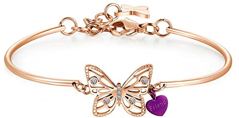 Brosway Bracciale Donna, Bracciale Rigido in Acciaio e Cristalli con Simbolo Farfalla | Collezione Chakra - BHK403