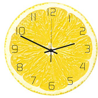 Supvox Kreative Stille Wanduhr Mit Zitronenmuster Dekorative Runde Küchenuhr Für Wohnzimmer Büro Esszimmer Leise Uhr Ohne Ticken Einfach Zu Hängen