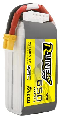 TATTU Batterie Lipo 4S 14.8V 650mAh 95C Coque Souple R-Line Lipo Batterie avec Connecteur XT30 pour UAV Drone FPV Racing RC Quadcopter multirotor de Taille 100 à 180