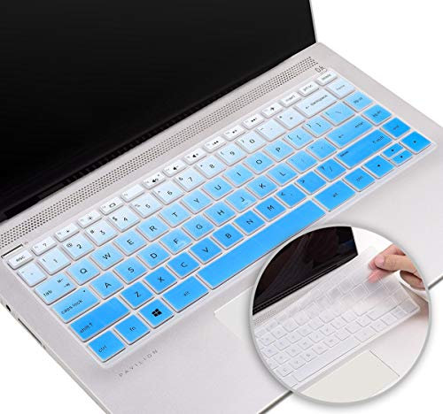 Tastaturschutz für HP Pavilion x360 35,6 cm (14 Zoll) - 2021/2020 Modelle 14M-BA/CD/BF/BW Tastaturschutz (Blau + Transparent), 2 Stück