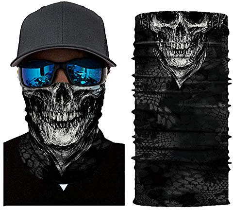 Kanpola Multifunktionstuch Totenkopf Schlauchtuch Damen Herren Sport Halstuch,Atmungsaktiv & Schnelltrocknend Halsschlauch,Motorrad Wind Face Shield,Halloween KostüMe