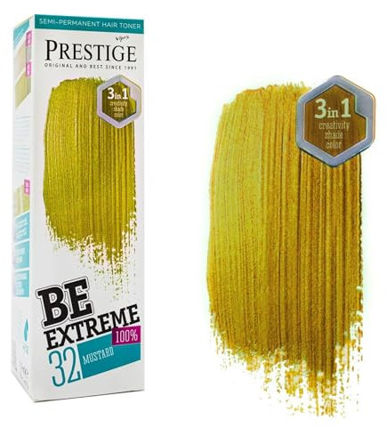 Vip's Prestige Be Extreme | Semipermanenter Haartonisierer 32 Senf | Reines Pigment | Verleiht gefärbten oder grauen Haaren Farbe | Temporäres Ergebnis | Ammoniakfrei, Parabenfrei, PPD-frei