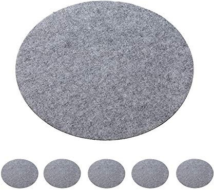 Cepewa 6er Set Tischset Filz hellgrau Untersetzer Rund Platzset Tischdekoration Set Tischauflage (1 x 6er Tisch-Set hellgrau)
