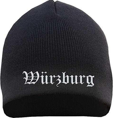 sostex Würzburg Beanie Mütze - Altdeutsch - Bestickt - Strickmütze Wintermütze Einheitsgröße Schwarz