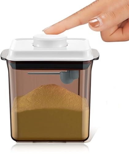 Nocsm 1700ml Distributeur De Lait en Poudre. RéCipient à Poudre Scellé. BoîTe De Rangement Portable pour Lait en Poudre (Brun 1.7L)
