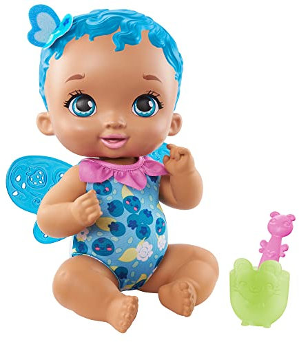 My Garden Baby GYP01​ Berry Hungry Baby Butterfly Doll (30-cm / 12-in), Blueberry-Scented with Color-Change Spoon & Cup, Great Gift for Kids Ages 2Y+, Multicolor