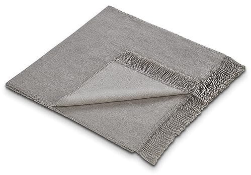 La Vida Sofaläufer Überwurf Tages-Decke in Silber-grau - Oeko-TEX® Zertifiziert, 100x200cm, Baumwollmischung bis 40 °C waschbar mit Overlock-Stitching & Fransen, Schutz für Sessel, Sofa & Bett