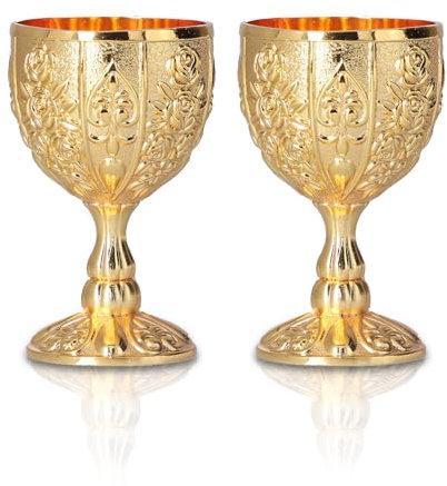 2Pcs Weinkelch,Vintage Goldener Kelch,Weinbecher für die Reisedekorationskollektion,Goldene Retro-Weinkelch Kelche, Mittelalterlicher Kelch, Weinkelch Kelch Becher Vintage Goldener Kelch