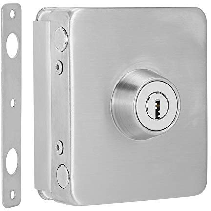Loquet de porte en verre, serrure de porte en verre de sécurité à la maison en fer carré sans perçage solide pour bureau à la maison