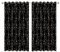 BUHUA 2er-Set Vorhang Blickdicht Verdunkelungsgardinen mit Ösen für Schlafzimmer Fenster Gardine mit Gold Weinstock Musterdruck，H 229 x B229 cm, Schwarz