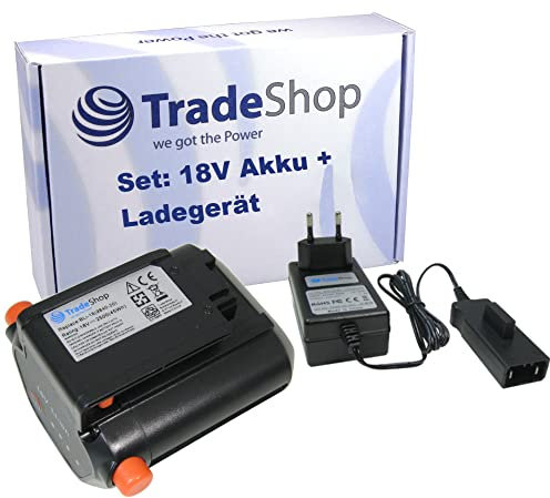 Trade-Shop 2in1 Set: Li-Ion Akku 18V / 2500mAh + Schnell-Ladegerät kompatibel mit Gardena 09840-20 9840-20 9840 09839-20 9839-20 9839