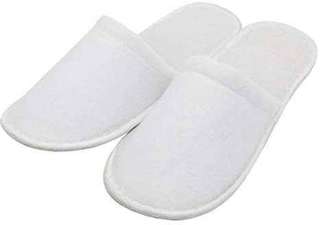 Rvtkak Pantuflas desechables para huéspedes, 12 pares de pantuflas de casa para huéspedes, pantuflas antideslizantes de hotel, suaves y gruesas, suela de algodón blanca, pantuflas de viaje, unisex,