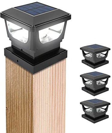 GEYUEYA Home Solar Post Lights,Solar Post Cap Lights Fence Post Lights Outdoor for 3x3 4x4 inch Wooden Posts Deck Cap Garden Yard Decoration-4 Packs