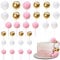 Xsstarmi 30 PCS Balls Cake Topper Foam Ball Cake Picks Mini Balloon Cupcake Insert Bubble Balls Decoration for Baby Shower Wedding Anniversary Birthday Party Cake Decorations Gold Pink White