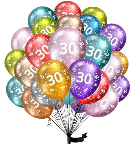 Luftballons 30. Geburtstag,15 Stück Metallic folienballon 30 helium ballons 30 aus 100% Naturlatex,Klimaneutral, 32cm Ballon 30 zahlen für Geburtstag und Männer Jubiläum